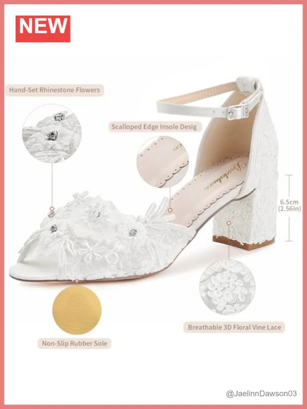 Lace Floral Peep Toe Block Heel Bridal Wedding Shoes Satin Ankle Strap Pumps